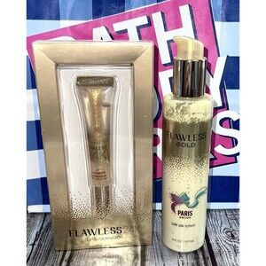 Lot x2 Bath and Body Works Flawless Gold Paris Amour 24K Silk Lotion & Lip Gloss